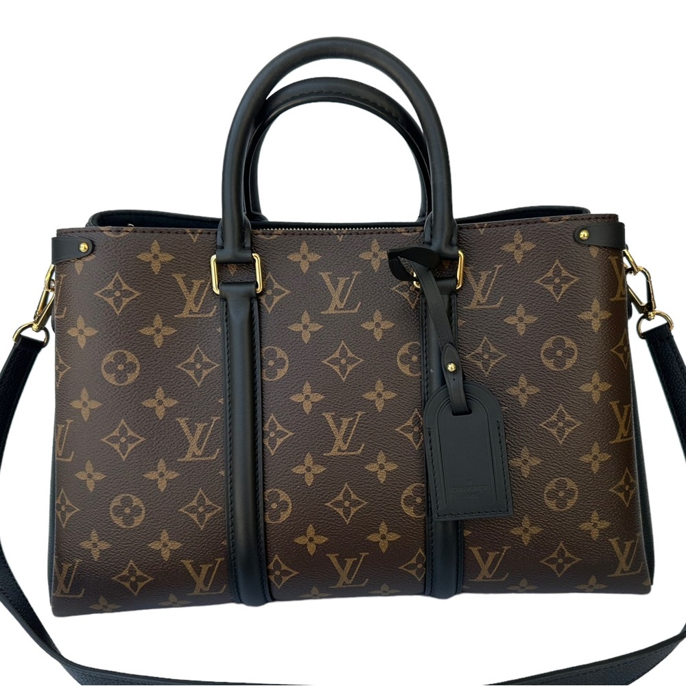 Louis Vuitton Soufflot MM Satchel Brown Monogram Canvas Black Shoulder Handbag - Picture 5 of 14